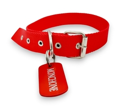 Chapita Militar Para Perros En Color Rojo+collar Rojo 3cm - tienda online