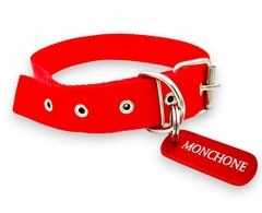 Chapita Militar Para Perros En Color Rojo+collar Rojo 3cm - Medallas para Perros