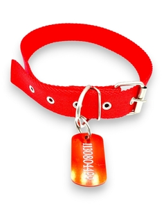 Chapita Militar Para Perros En Color Rojo+collar Rojo 3cm en internet