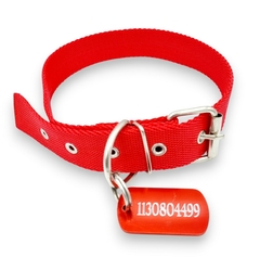 Chapita Militar Para Perros En Color Rojo+collar Rojo 3cm - comprar online