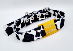 Chapita Perro Chico Dorada+ Collar Vaca 2cm De Ancho en internet