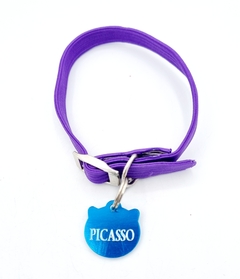 Chapita Para Gatos Con cara De Gato TURQUESA + Collar elastizado 1cm