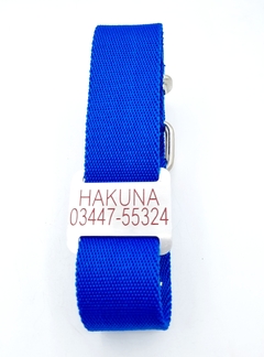 Chapita Perro Grande Para Collares De 4cm Ancho+collar Azul - comprar online