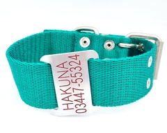 Chapita Perro Grande Para Collares De 4cm Ancho+collar Verde