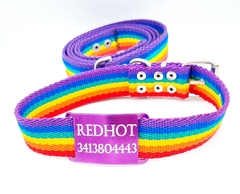 Combo Chapita Violeta + Collar + Correa Orgullo Perros Grandes