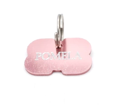 Magnus canin hueso mediano anodizado color Rosa - Medallas para Perros