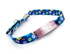 Chapita Gato Pasador Rosa+ Collar 1 Cm Estampado Patitas - comprar online