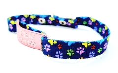 Chapita Gato Pasador Rosa+ Collar 1 Cm Estampado Patitas en internet