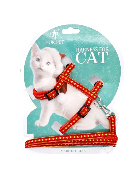 Arnes Pretal Regulable para Gatos con Correa ROJO
