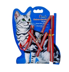 Arnes Pretal Regulable para Gatos con Correa ROJO REFRACTARIO - Medallas para Perros