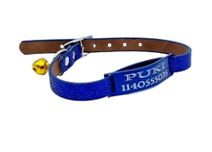 Chapita Gatos Aluminio+ Collar De 1 Cm Brillante AZUL - comprar online