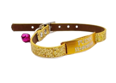 Chapita Gatos Aluminio+ Collar De 1 Cm Brillante DORADO - comprar online