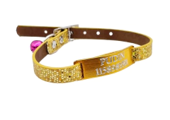 Chapita Gatos Aluminio+ Collar De 1 Cm Brillante DORADO - Medallas para Perros