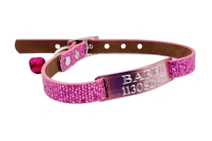 Chapita Gatos Aluminio+ Collar De 1 Cm Brillante Fucsia - comprar online