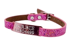 Chapita Gatos Aluminio+ Collar De 1 Cm Brillante Fucsia en internet