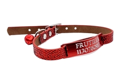Chapita Gatos Aluminio+ Collar De 1 Cm Brillante Rojo - comprar online