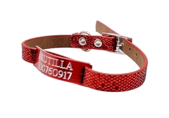 Chapita Gatos Aluminio+ Collar De 1 Cm Brillante Rojo en internet