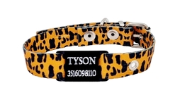 Chapita Perro Chico Negra+ Collar Animal Print 2cm De Ancho - comprar online