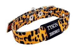 Chapita Perro Chico Negra+ Collar Animal Print 2cm De Ancho en internet
