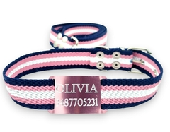 Chapitas Perros Pasador Rosa + Collar + Correa ELEGANTE De 3cm de ancho - comprar online