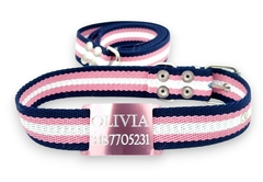 Chapitas Perros Pasador Rosa + Collar + Correa ELEGANTE De 3cm de ancho en internet