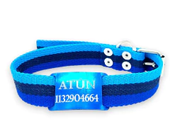 Chapitas Perros Pasador azul + Collar AQUA de 3cm - Medallas para Perros