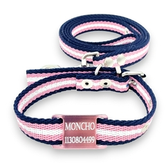 Chapitas Perros Pasador Rosa + collar + correa Elegante 2cm Ancho en internet