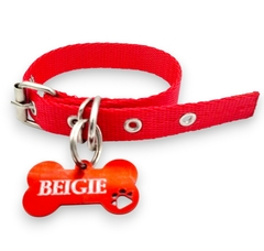 Chapita Perros Hueso Grande Color + Nombre Y Telefono + C ROJO 2CM en internet