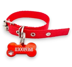 Chapita Perros Hueso Grande Color + Nombre Y Telefono + C ROJO 2CM - tienda online