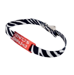 Chapita Gato ROJO + Collar 1cm Estampado CEBRA en internet