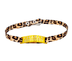 Chapita Gato DORADO + Collar 1cm Estampado Animal Print 2