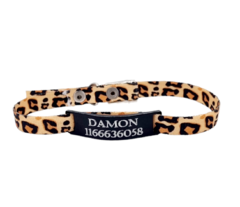 Chapita Gato Negro + Collar 1cm Estampado Animal Print 2 - Medallas para Perros