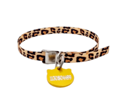 Chapita Cara de Gato DORADA + Collar 1cm Estampado Animal Print 2 en internet