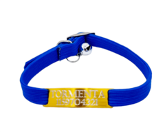Chapita pasador de BOCA (CHAPITA DORADA+COLLAR AZUL) - Medallas para Perros