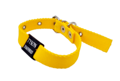 Chapita Perros Pasador NEGRO +collar AMARILLO 2cm Ancho en internet