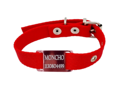 Chapitas Perros Pasador Rosa + collar ROJO 2cm Ancho