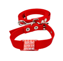 Chapita pasador para collares de 2cm de ancho Roja + Collar + Correa roja