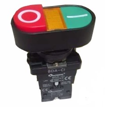 Botão de comando com retorno por mola duplo com sinalização 22mm