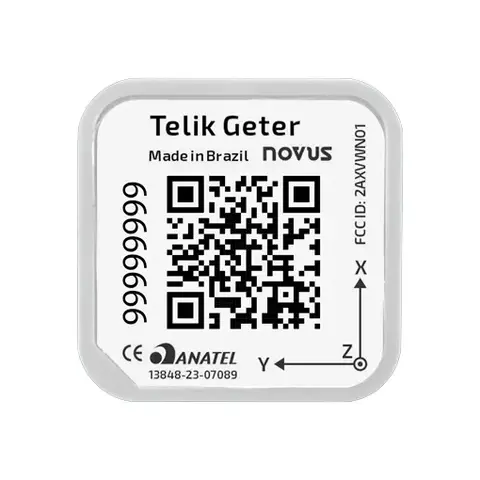 Sensor Telik Geter de alta precisão fabricado pela Novus com QR code e certificação Anatel