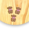 Aplique Emborrachado Urso Laço Rosa 3x2 cm