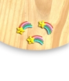 Aplique Estrela Cadente de resina Glitter 3x1,5 cm