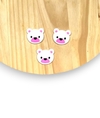 Aplique Emborrachado Urso Branco e Rosa 3x3 cm
