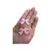 Aplique Lacinho de Crochê Rosa bb 1 par