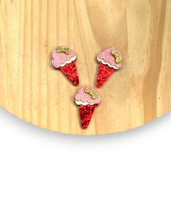 Aplique Flocado Sorvete Vermelho e 4x2,5 cm