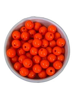 Contas Plástica miçanga 8mm - Laranja 30 gramas