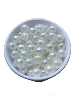 Contas miçanga bola de sabão 8mm - cor branco 30 gramas