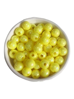 Contas miçanga irisada 8mm - cor amarelo 30 gramas