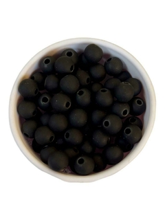 Contas miçanga emborrachado 8mm - cor preto 30gr