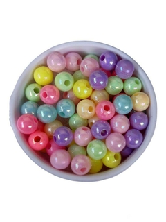Contas miçanga irisada 8mm - cores diversas 30gr
