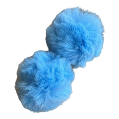 Pompom pelo alto 7cm Azul Céu - 1 Unidade